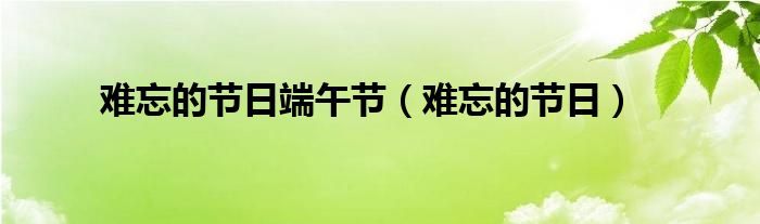 难忘的节日端午节（难忘的节日）