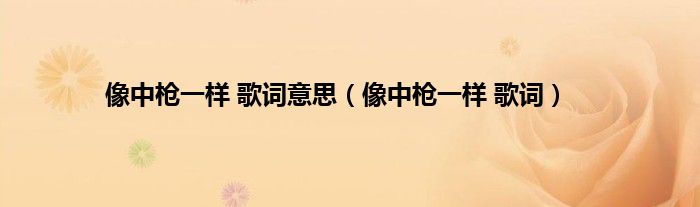 像中枪一样 歌词意思（像中枪一样 歌词）