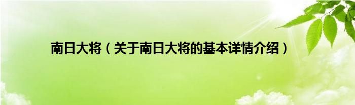 南日大将（关于南日大将的基本详情介绍）