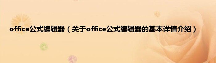 office公式编辑器(关于office公式编辑器的基本详情介绍)