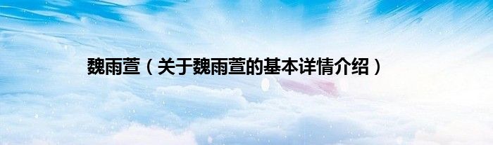 魏雨萱(关于魏雨萱的基本详情介绍)