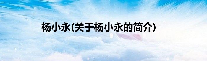 杨小永(关于杨小永的简介)