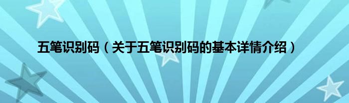 五笔识别码（关于五笔识别码的基本详情介绍）