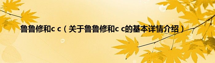 鲁鲁修和c c（关于鲁鲁修和c c的基本详情介绍）
