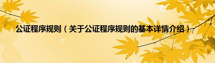 公证程序规则（关于公证程序规则的基本详情介绍）