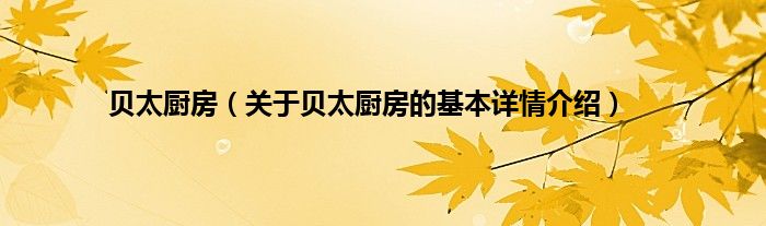 贝太厨房(关于贝太厨房的基本详情介绍)