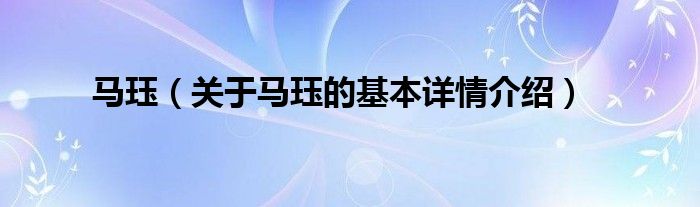 马珏（关于马珏的基本详情介绍）