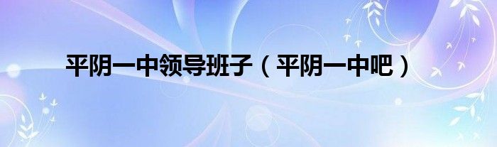 平阴一中领导班子（平阴一中吧）