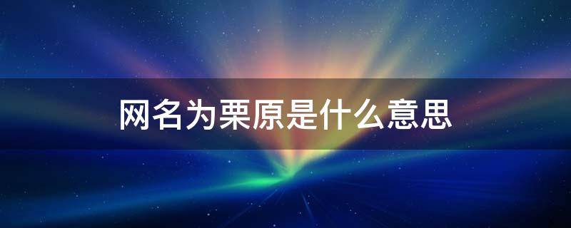 网名为栗原是什么意思