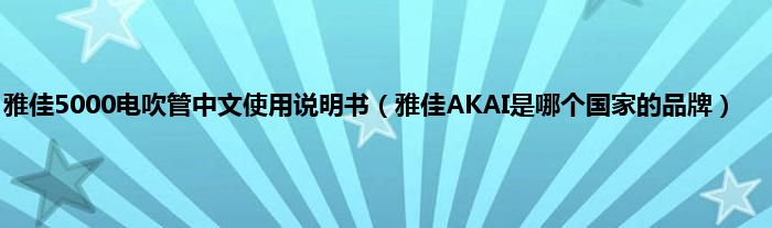 雅佳5000电吹管中文使用说明书（雅佳AKAI是哪个国家的品牌）